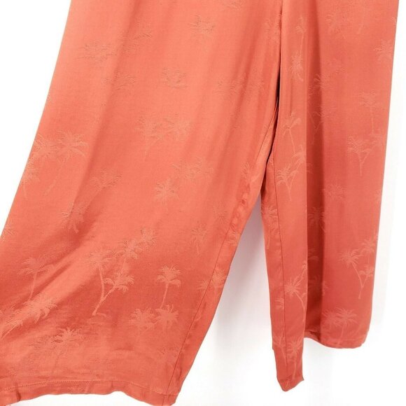 PEPALOVES Palm Jacquard Jumpsuit Orange Textured Wide Leg XS S M L - Picture 4 of 8